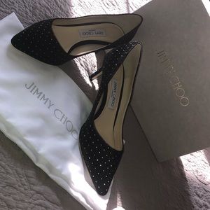 Jimmy Choo - Black Silver, Glitter Spotted Velvet